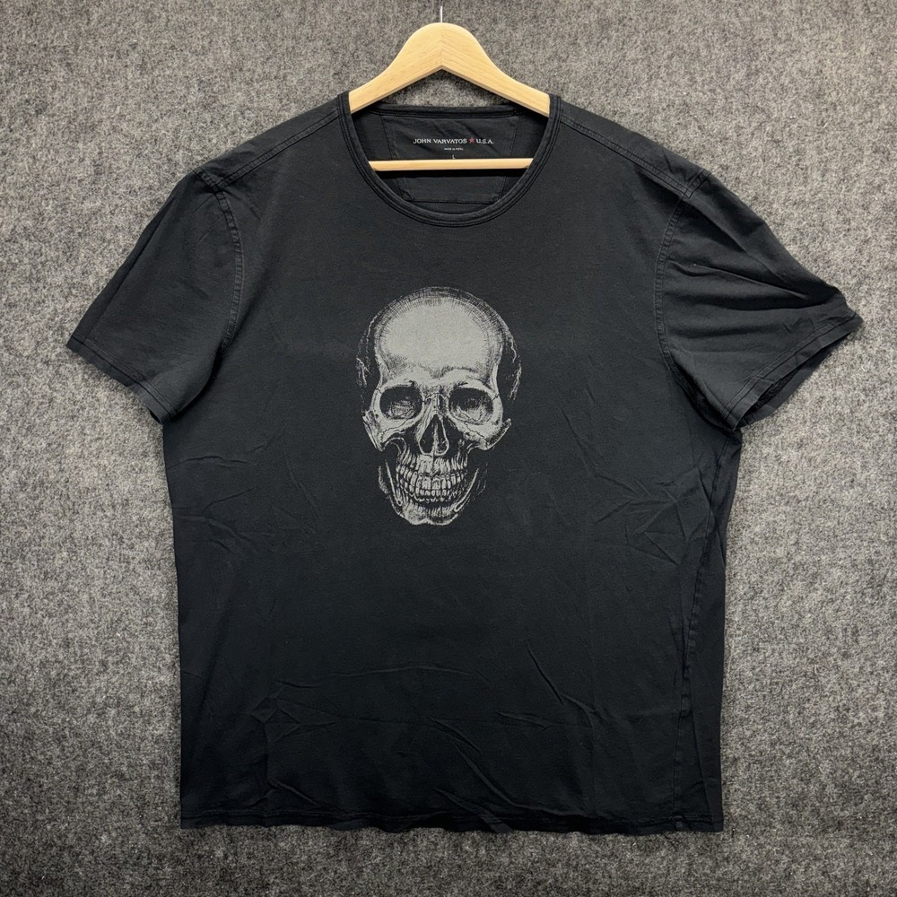 John Varvatos Skull T-Shirt Mens Large Black Short Sleeve Graphic Tee